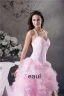 2015 Luxury Ball Gown Halter Handmade Flowers Ruffles Organza Pink Prom Dress