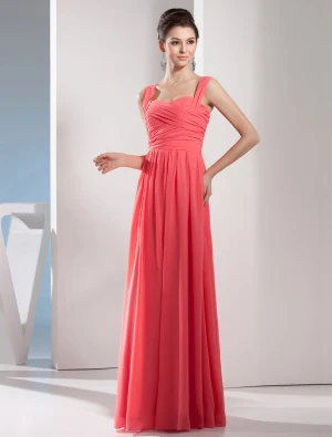 2015 Charming Empire Straps Pleated Long Evening Dress