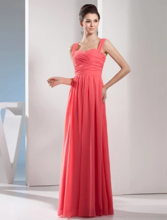 Charme Sangles Empire Plissée Robe Longue De Soirée
