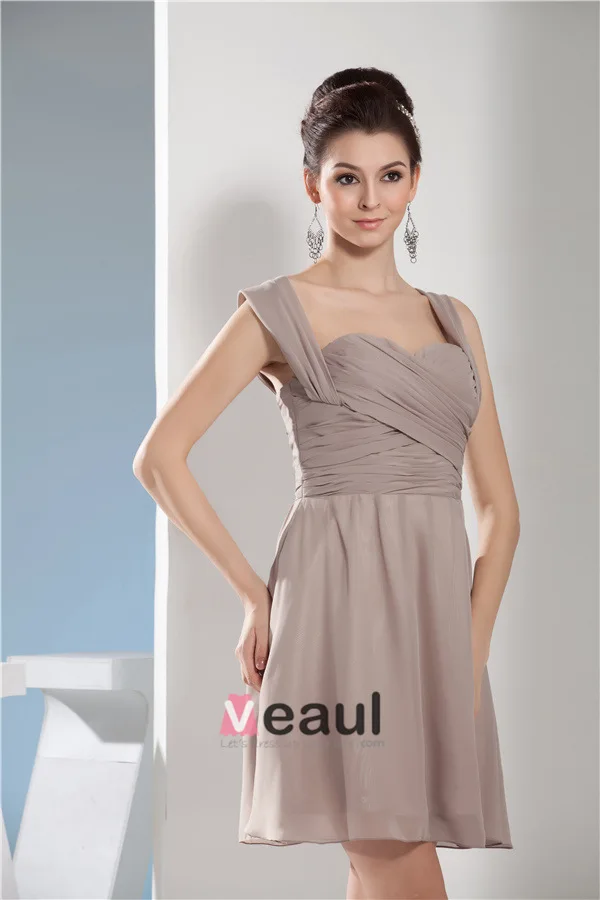 2015 Cute Sweetheart Straps Pleated Short Party Dress