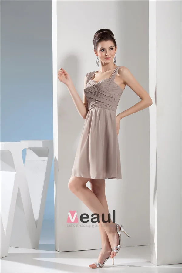 2015 Cute Sweetheart Straps Pleated Short Party Dress