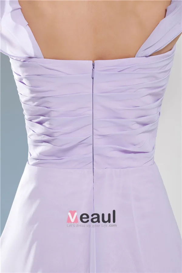 Robe De Cocktail Belle Épaules De Robes De Soirée À Volants Plissée Mauve
