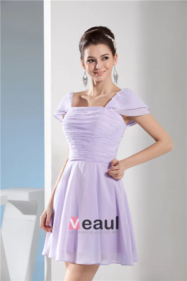 Robe De Cocktail Belle Épaules De Robes De Soirée À Volants Plissée Mauve