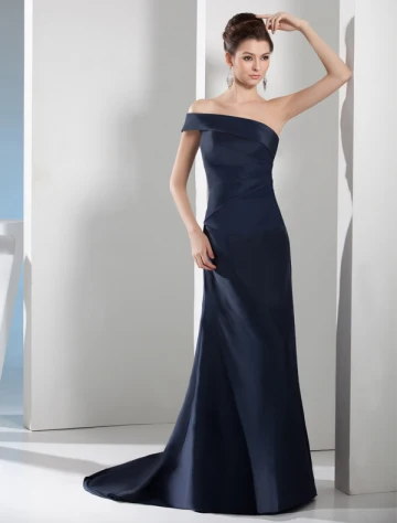 Chic A Lijn Een Schouder Off The Shoulder Avond Marine Blauwe Avondjurken