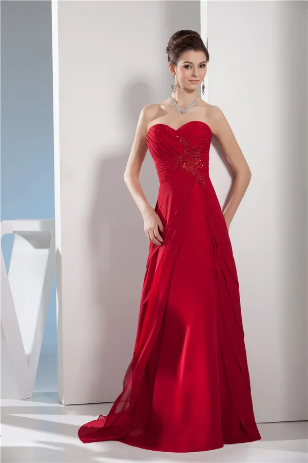 Sexy Red Evening Dress Sweetheart Strapless Long Formal Dress