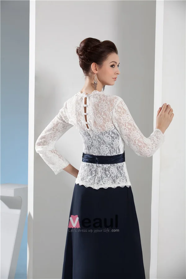 Elegant Blonder Lange Ermer V-hals Selskapskjoler Med Sash