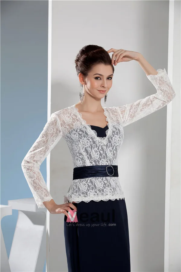 Elegant Blonder Lange Ermer V-hals Selskapskjoler Med Sash
