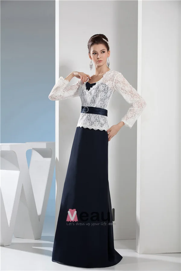Elegant Blonder Lange Ermer V-hals Selskapskjoler Med Sash