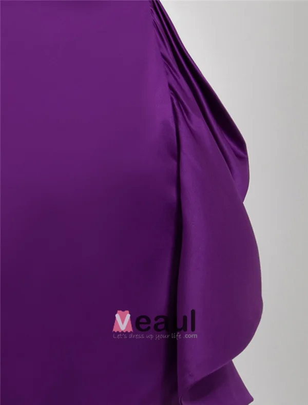 Chics Volants Sans Bretelles Sweetheart Courte Robe De Cocktail Violet