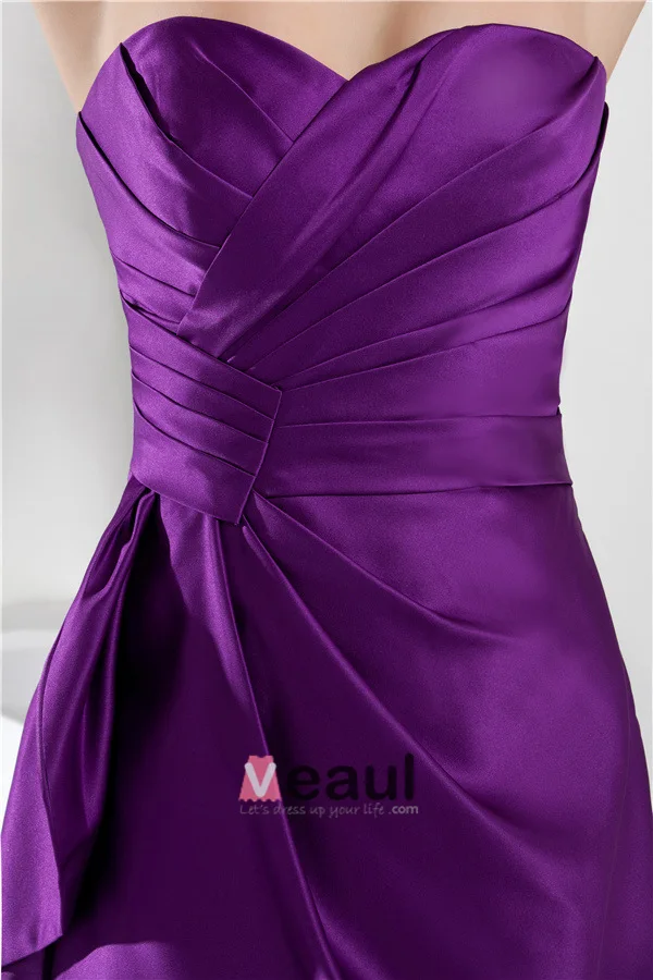 Chics Volants Sans Bretelles Sweetheart Courte Robe De Cocktail Violet