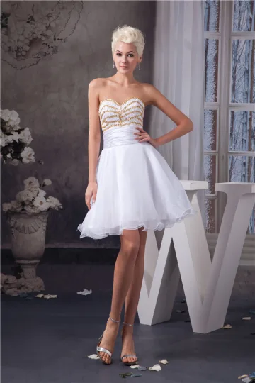 Chic Korte Afstuderen Jurk Witte Strapless Cocktailjurk
