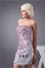 Sparkly Cocktailkjole Sølv Paljett Med Rosa Krystall Kort Festkjoler