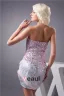 Sparkly Cocktailkjole Sølv Paljett Med Rosa Krystall Kort Festkjoler