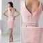 Charmante Cristal Écharpe De Cou De V Ajustement Robe De Cocktail Rose