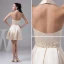 Charming Halter V Neck Crystal Sash Short Cocktail Dress Simple Party Dress