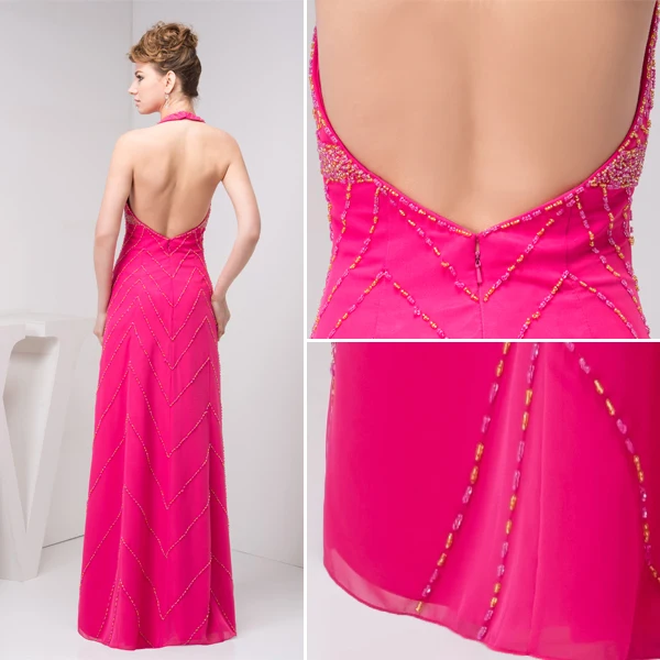 2015 Charming V-neck Halter Beading Empire Evening Dress