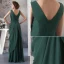 2015 Elegant V-neck Appliques Sequins Ruffles Long Dress Green Mother Of The Bride Dress