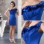 2015 Appealing One Shoulder Pleated Ruffle Crystal Neckline Short Cocktail Dress