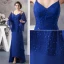 2015 Elegant A-line V Neck Spaghetti Straps Beading Cascading Ruffles Mother Of The Bride Dress With Shawl