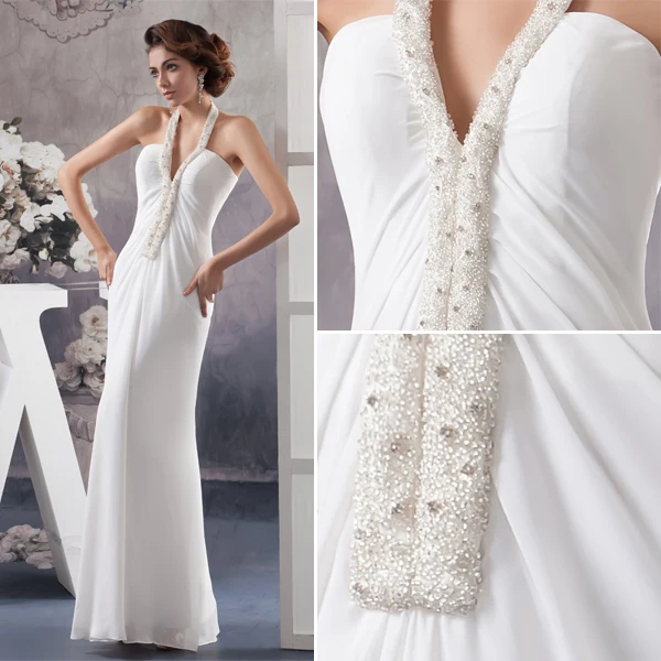Licol Unique Gaine Robe De Soirée Blanche