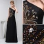 Eleganta En-line Ena Axeln Beading Långklänning Svart Aftonklänningar