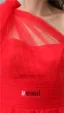 2015 Red Tulle One-shoulder Ruffles Short Cocktail Dress
