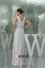 Beautiful White Lace V Neck Bow Sash Long Bridesmaid Dress