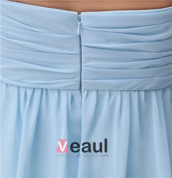 Sjarmerende Kjæreste Plissert Blå Kort Brudepikekjoler Til Bryllup