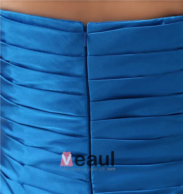 Fleur Fourreau Bustier Plissé Main Robe De Cocktail Bleu
