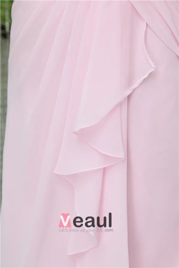 2015 Simple A-line One Shoulder Pink Cocktail Dress