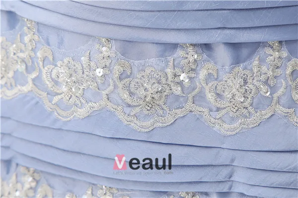 Elegant Imperium Kjæreste Plissert Blonde Brudens Mor Kjole Med Pels