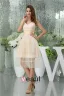 Charming A-line Shoulders V Neck Sash Tulle Cocktail Dress