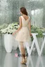 Charming A-line Shoulders V Neck Sash Tulle Cocktail Dress