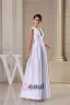 Unique A-line Shoulders U-neck White Satin Long Evening Dress
