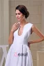 Unique A-line Shoulders U-neck White Satin Long Evening Dress