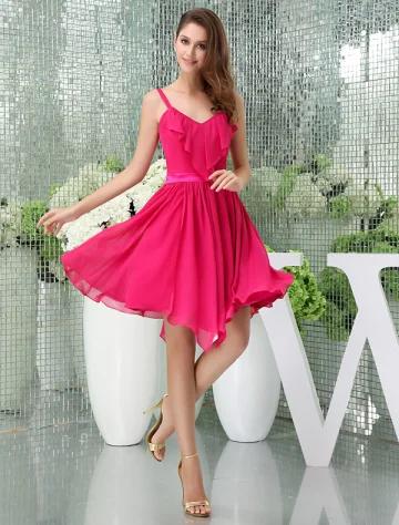 Mignon V Cou Bretelles Spaghetti Sash Robe De Cocktail