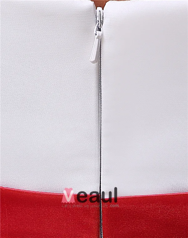 2015 Simple Empire Wedding Dress Floor Length Bridal Gown With Red Sash