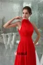 2015 Gorgeous A-line High Neck Sleeveless Chapel Train Red Evening Dress