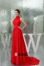 2015 Gorgeous A-line High Neck Sleeveless Chapel Train Red Evening Dress