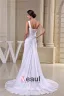 2015 Simple Sheath One Shoulder Pleated Sweep Train Wedding Dress Bridal Gown