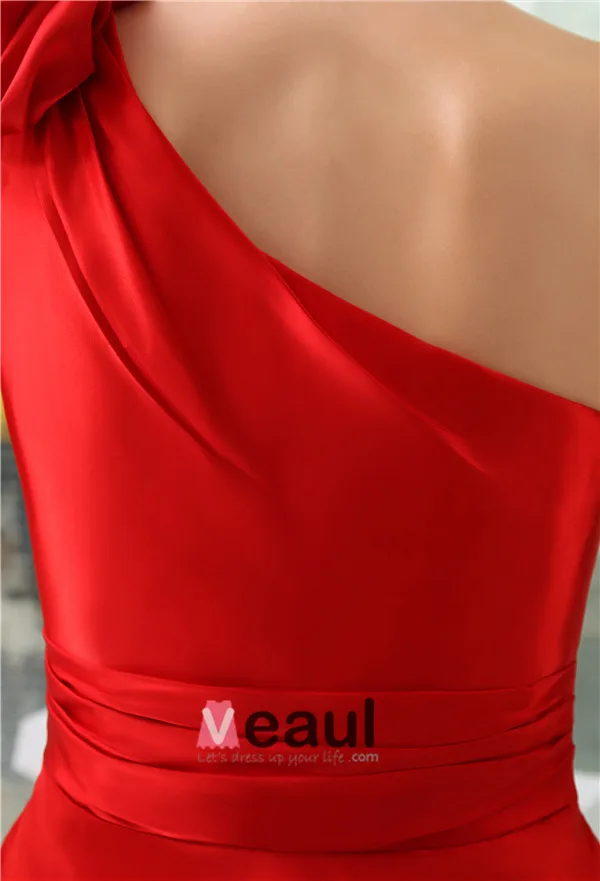 2015 Elegant Empire One Shoulder Long Evening Dress With Handmade Flower