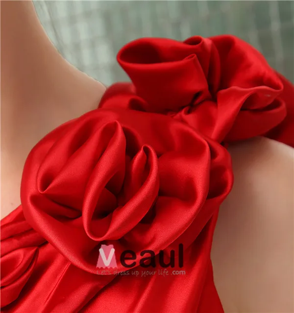 2015 Elegant Empire One Shoulder Long Evening Dress With Handmade Flower
