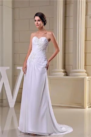 Elegante A Lijn Geliefde Appliques Ruche Sweep Trouwjurken Bruidsjurk
