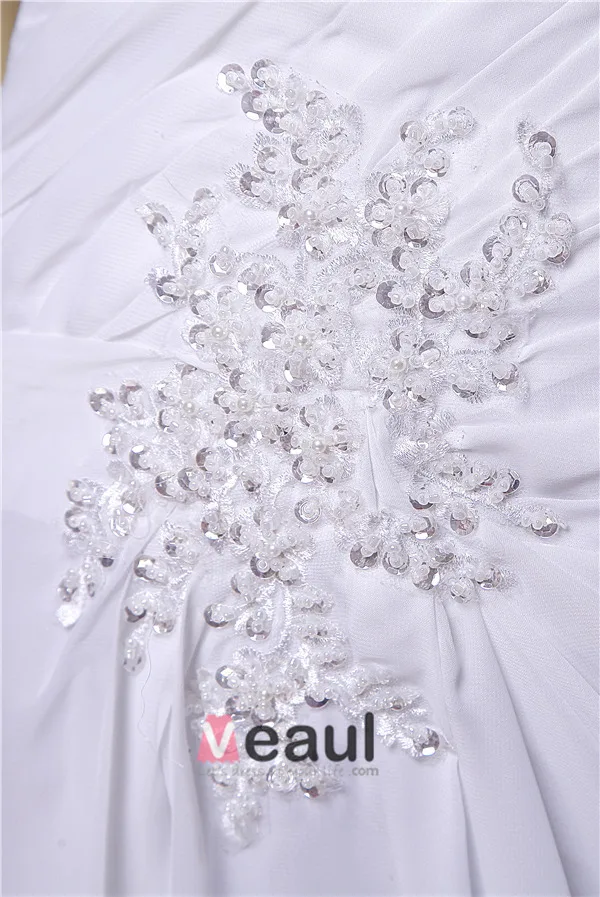2015 Elegant A-line Sweetheart Appliques Ruffle Sweep Wedding Dresses Bridal Gown