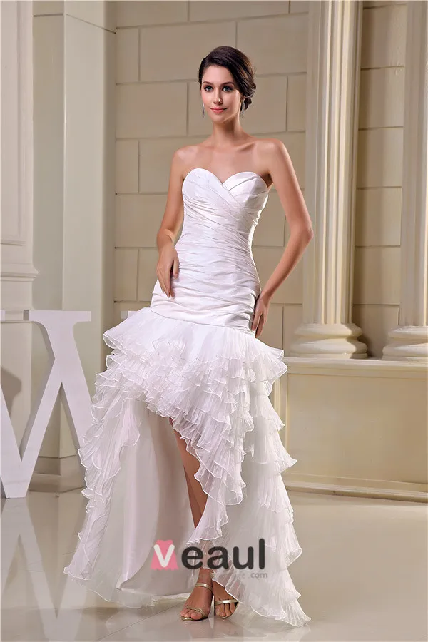 Sweetheart Mignon Volants En Cascade Robe De Mariage Asymétriques De Robe De Mariée