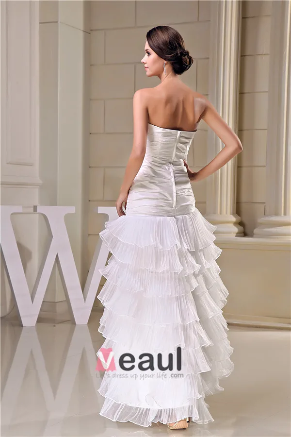 Sweetheart Mignon Volants En Cascade Robe De Mariage Asymétriques De Robe De Mariée