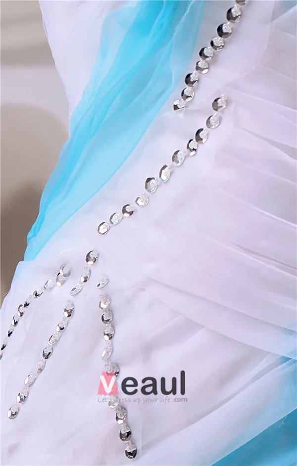 2015 Unique Sheath Halter Pleated Beading Sweep Train Prom Dress