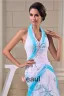 2015 Unique Sheath Halter Pleated Beading Sweep Train Prom Dress