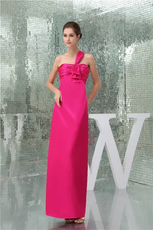 2015 Simple Empire One Shoulder Pleated Long Bridesmaid Dress