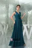 2015 Charming A-line V-neck Ruffle Shoulders Pleated Sash Long Bridesmaid Dress Wedding Guest Dresses